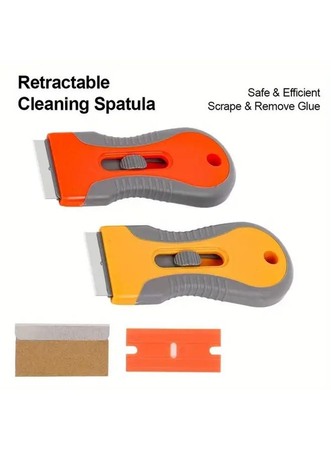 مكشطة زجاج سيراميك مع 10 شفرات معدنية و10 شفرات بلاستيكية لتنظيف موقد الطهي التعريفي - Image 3